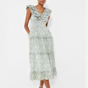 Tuckernuck Hyacinth House white green ditzy floral Rhodes midi dress M